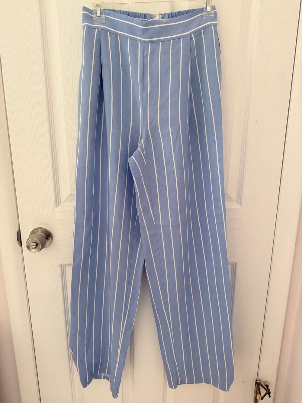 Vince Blue and White Striped Wide Leg Linen Blend Pants Size XS